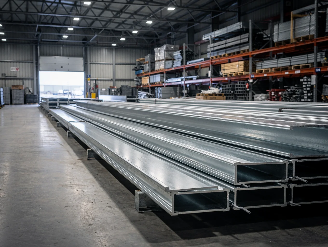 Stainless steel and duplex pipes, plates, and round bars in distribution warehouse